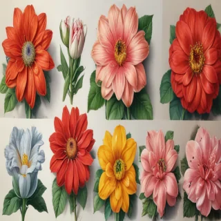 colored drawings of flowers