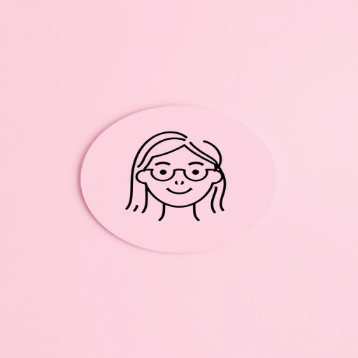 Generate a simplified avatar on a pink circular background, using a Canon EOS 5D Mark IV, ISO 100, aperture f/2.8, 50mm lens, top-down view, with a soft focus style for a clean and modern look.
