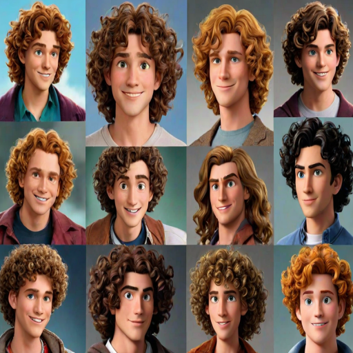 popular male cartoon characters with curly hair