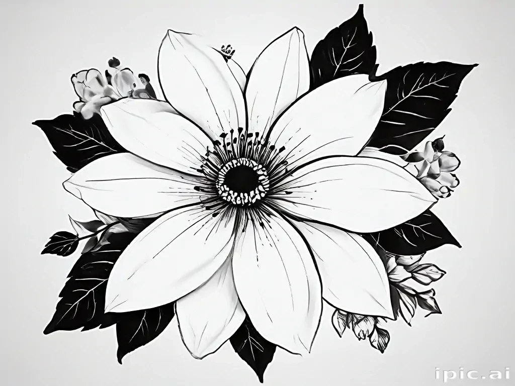 flower clip art black and white