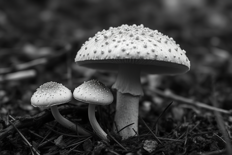 mushroom black and white