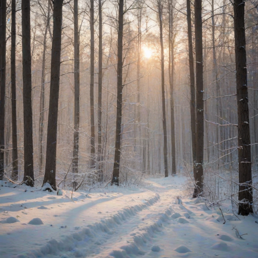 capture a serene winter forest landscape with mist rolling over snow-covered trees using a Canon EOS 5D Mark IV, 50mm lens, aperture f/8, ISO 100, shutter speed 1/200s, golden hour soft light, shallow depth of field for atmospheric effect