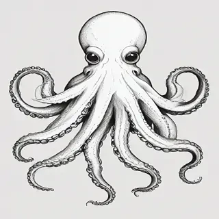 octopus clipart black and white