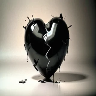 broken heart in black