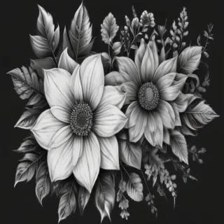 flower clip art black and white
