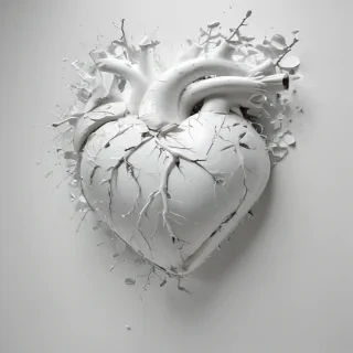 white broken heart
