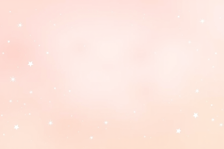 Create a smooth gradient background transitioning from light pink to pale peach with scattered white stars and small sparkles throughout the design for a dreamy aesthetic.