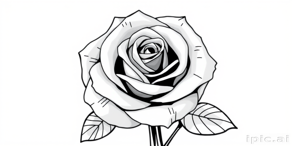 rose clip art black and white
