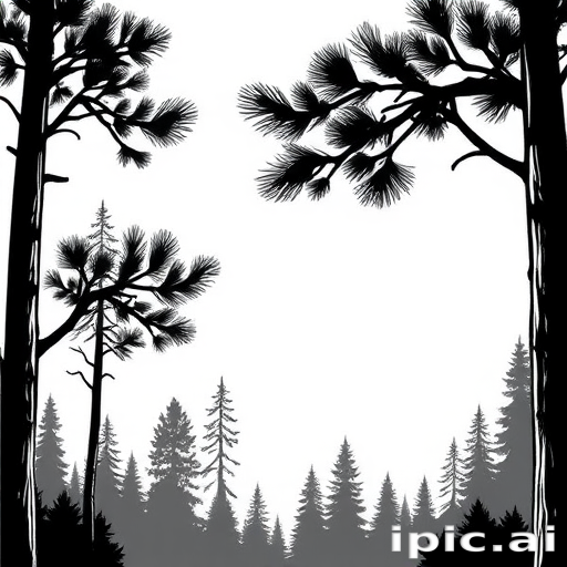 black and white pine tree clip art