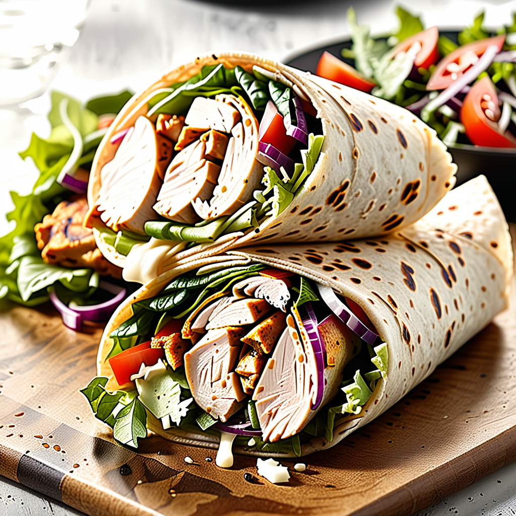 calories in chicken wrap with salad