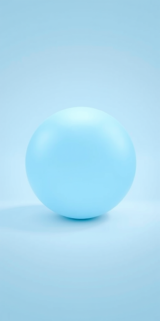 Generate a high-resolution image of a smooth, light blue sphere with a soft gradient, captured using a DSLR camera at f/4 aperture, 50mm lens in a centered view, with a 1/125 second shutter speed and natural lighting.