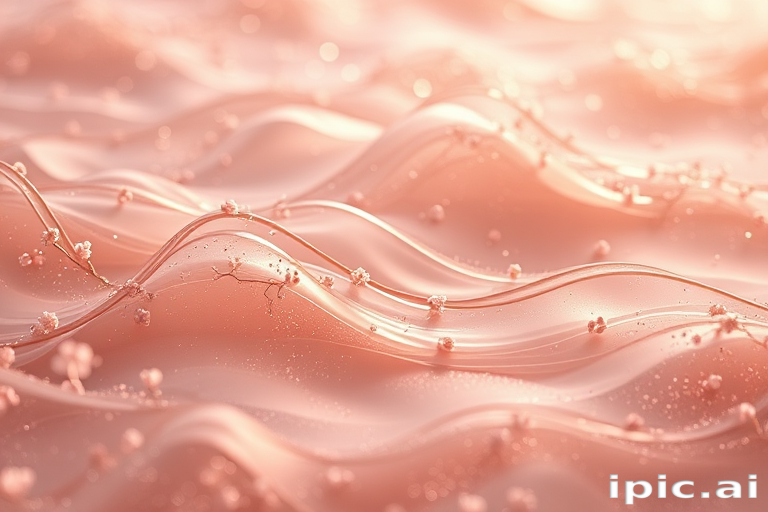 Ethereal rose gold waves adorned with miniature flower buds, creating a romantic and dreamy atmosphere, christened "Blossoming Aurora"