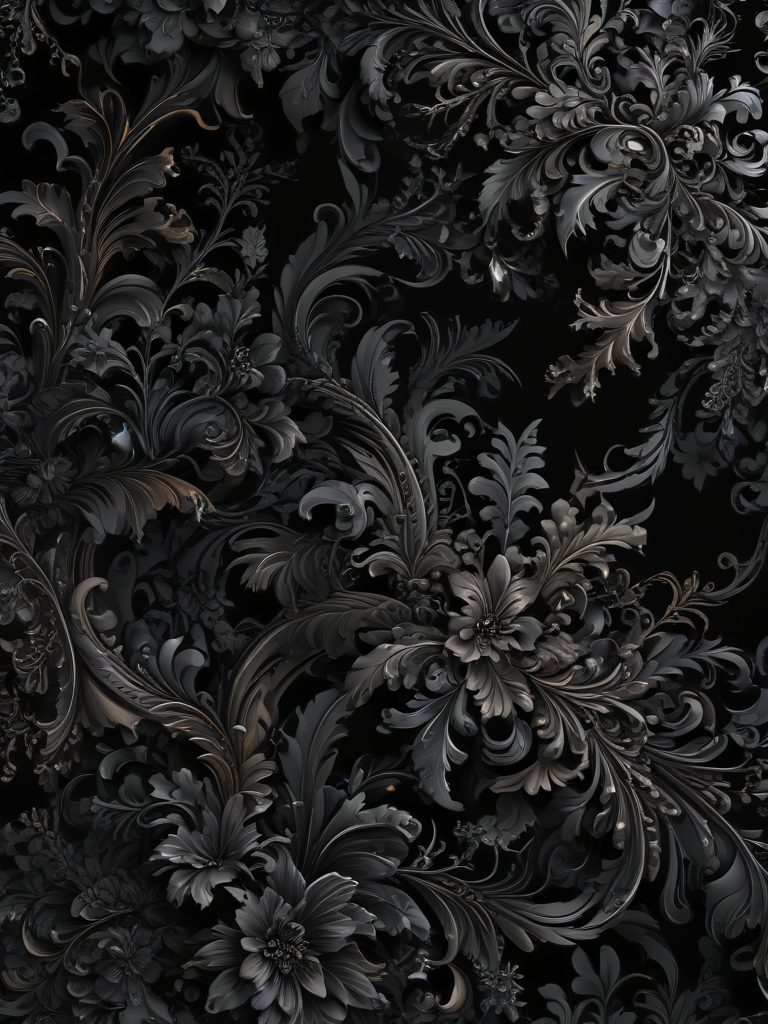 Intricate Black Floral Patterns with Elegant Swirls and Detailed Textures