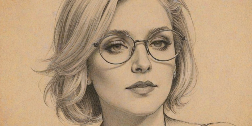 Alluring Dixie Chicks, pencil sketch, portrait of Lovely woman 1927s in glasses, hair style beatnik, outline, clear lines, fine lines, 8k