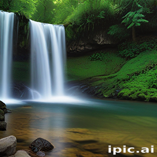 Serene Waterfall Cascading Into a Tranquil Forest Pool Surrounded by ...