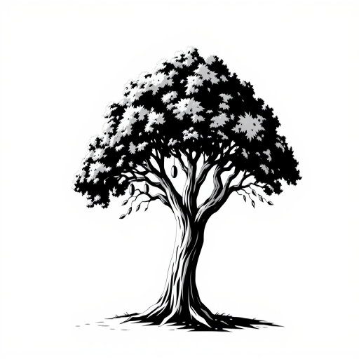 oak tree clipart black and white