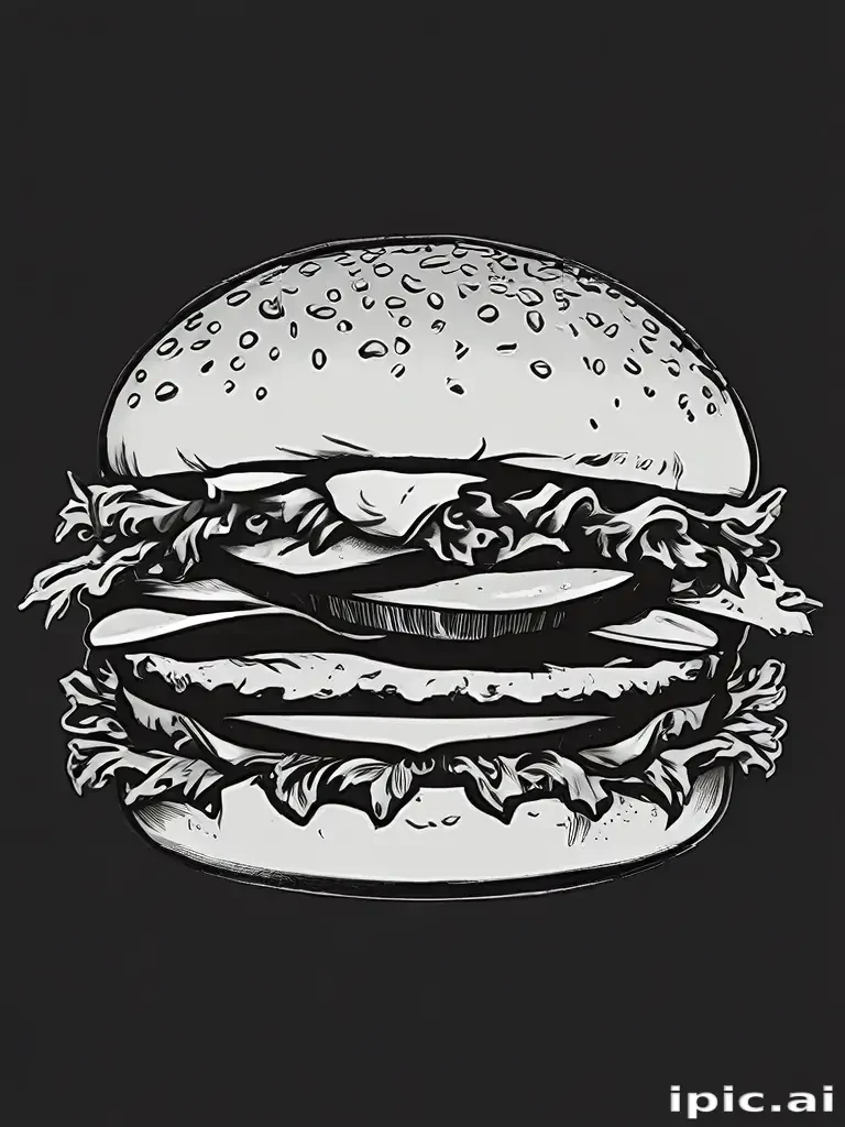 burger clipart black and white