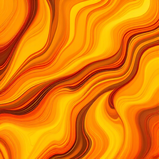 Generate a vibrant abstract pattern with flowing wavy lines in shades of orange, yellow, and brown, shot with a Canon EOS 5D Mark IV at f/8, ISO 100, 1/200s, using a macro lens to enhance texture detail.