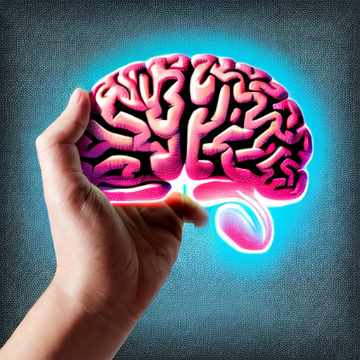 draw hand touching a brain