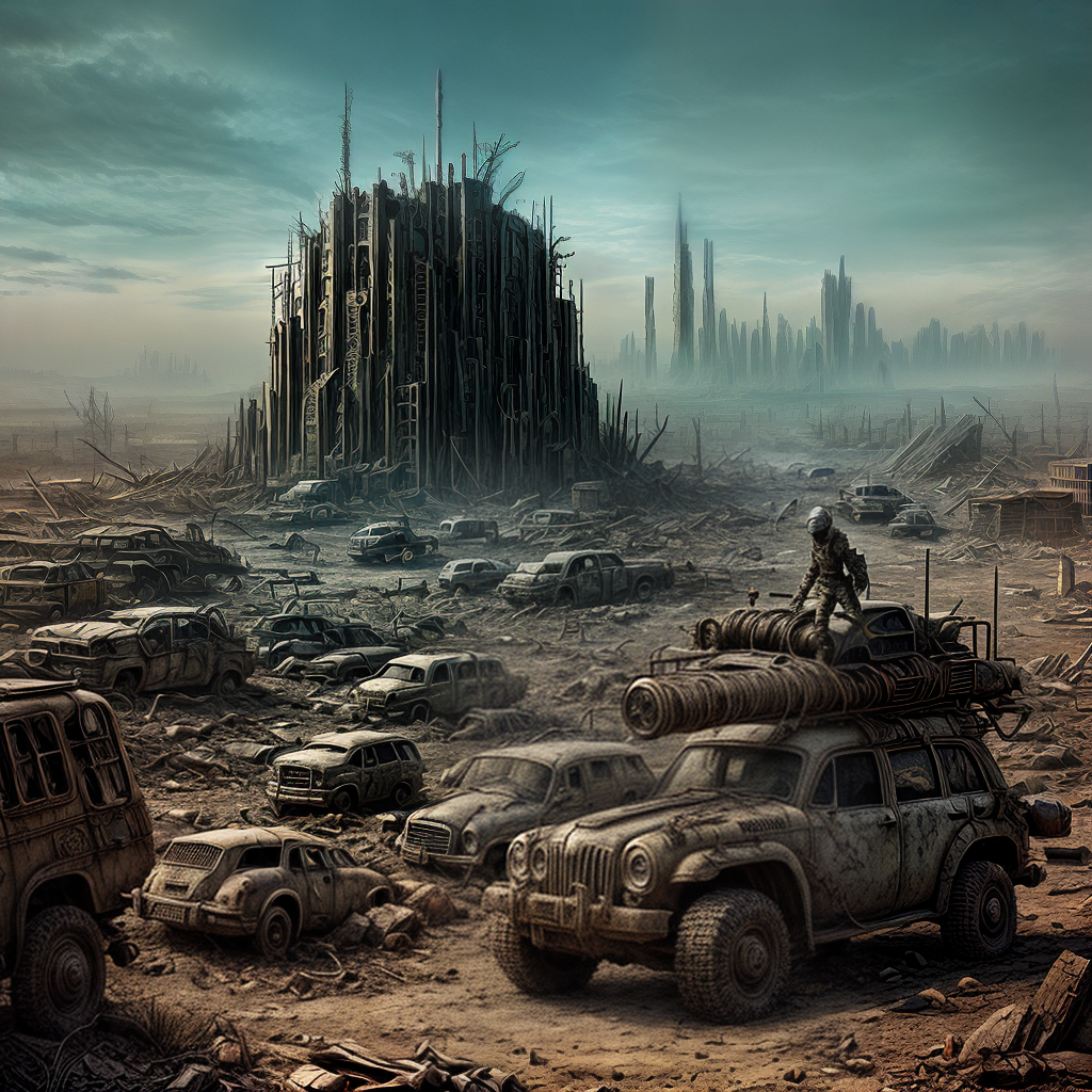 post-apocalyptic wasteland epic art poster