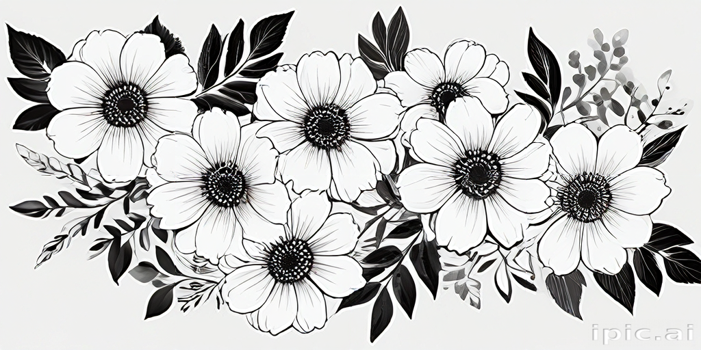 Elegant Black and White Floral Arrangement Featuring Large Blooming ...