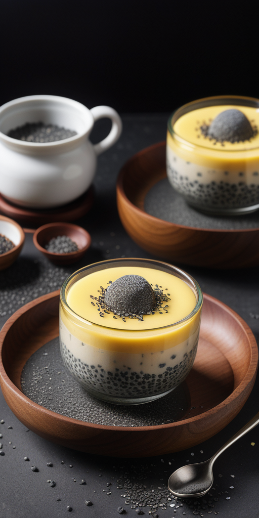 black sesame salt and custard pudding