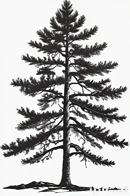 black and white pine tree clipart
