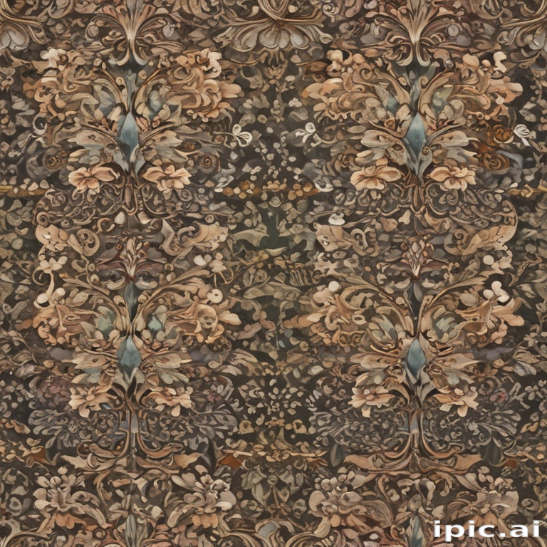 Intricate Floral Pattern with Rich Earthy Tones and Elegant Designs