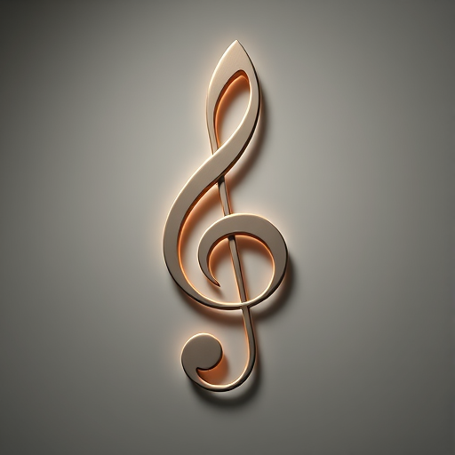 Create an intricate and detailed illustration of a treble clef symbol, high-resolution, shot with a Canon EOS R5 at f/2.8, 50mm lens, soft lighting, focus on the curves and lines, minimalist background.