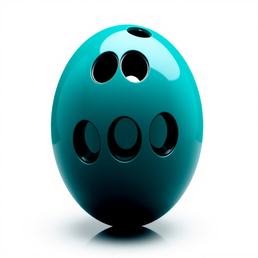 Create a high-resolution vector illustration of a teal bowling ball with three finger holes and a sleek black outline, photographed with a DSLR camera at f/2.8 aperture, 50mm lens, with a shallow depth of field to enhance details and a soft, diffused lighting setup.