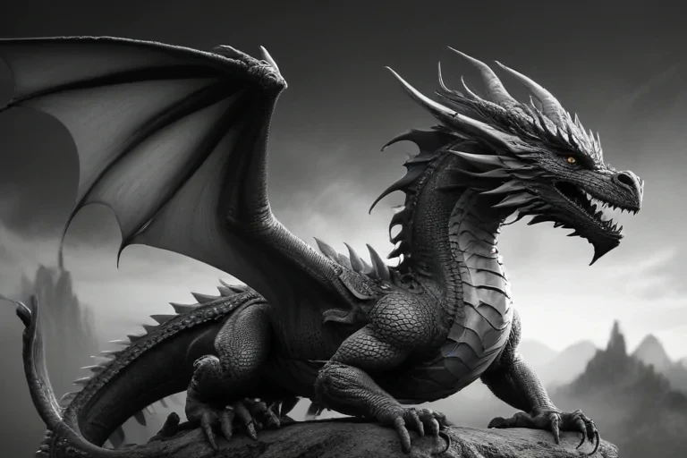 dragon black and white