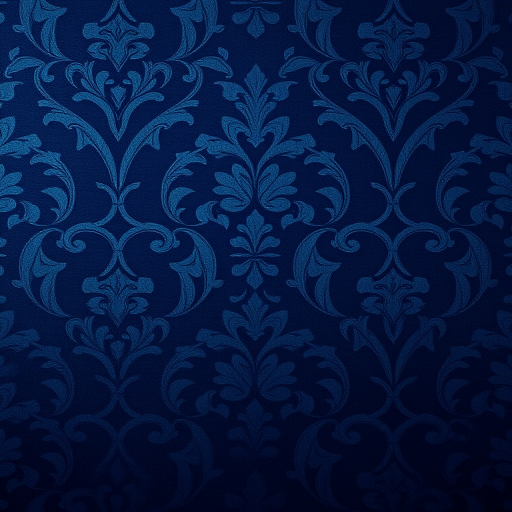 Create a textured dark blue damask pattern background with soft lighting, ISO 100, f/5.6 aperture, 50mm lens, shot from a close-up perspective using a digital DSLR camera to enhance image quality.