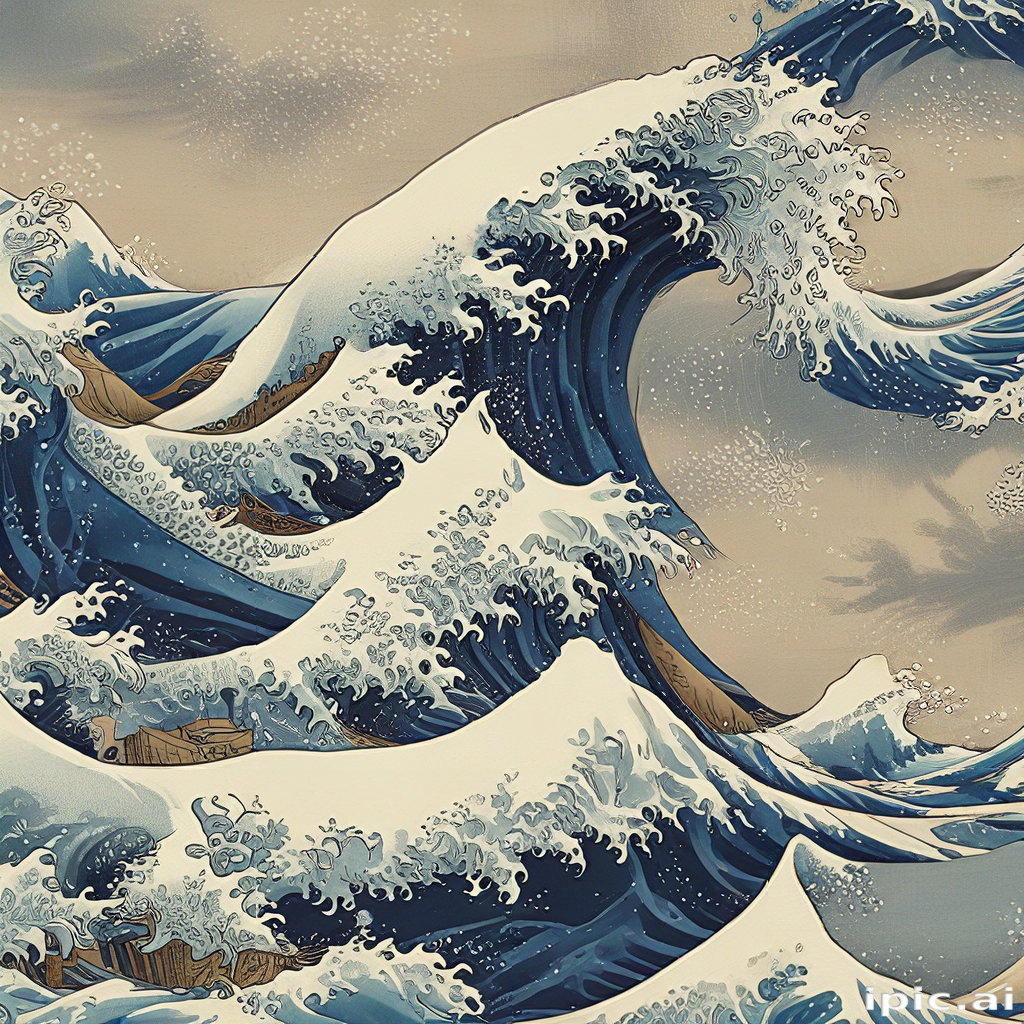 Majestic Ocean Waves Crashing Against the Shore Under a Calm Sky