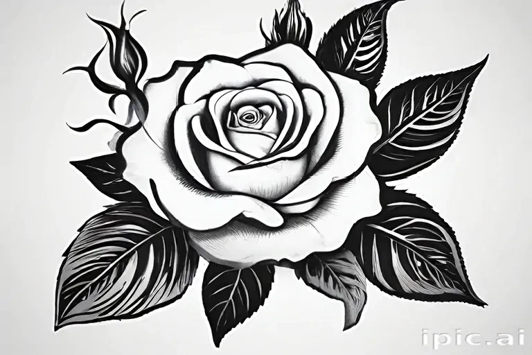 black and white rose clip art