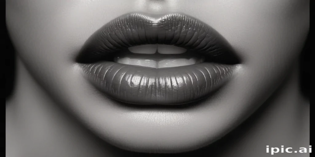 lips black and white clipart