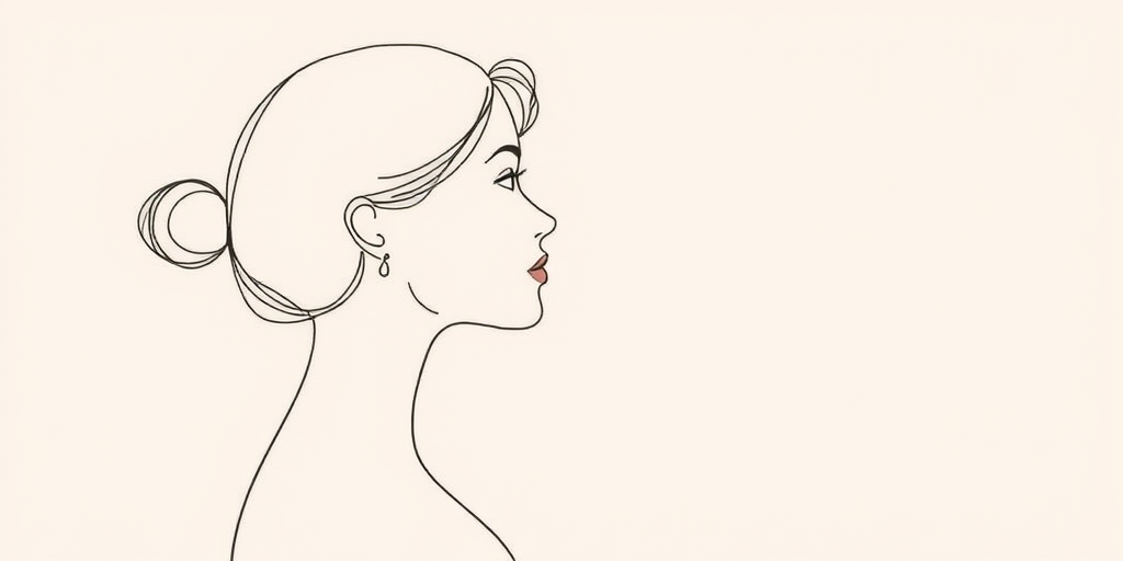 Create a minimalistic line drawing of a female figure in profile with abstract shapes in earthy tones, using a soft pastel background, captured with a Nikon D850 camera, 50mm lens, f/1.8 aperture, ISO 100, natural light, shallow depth of field.