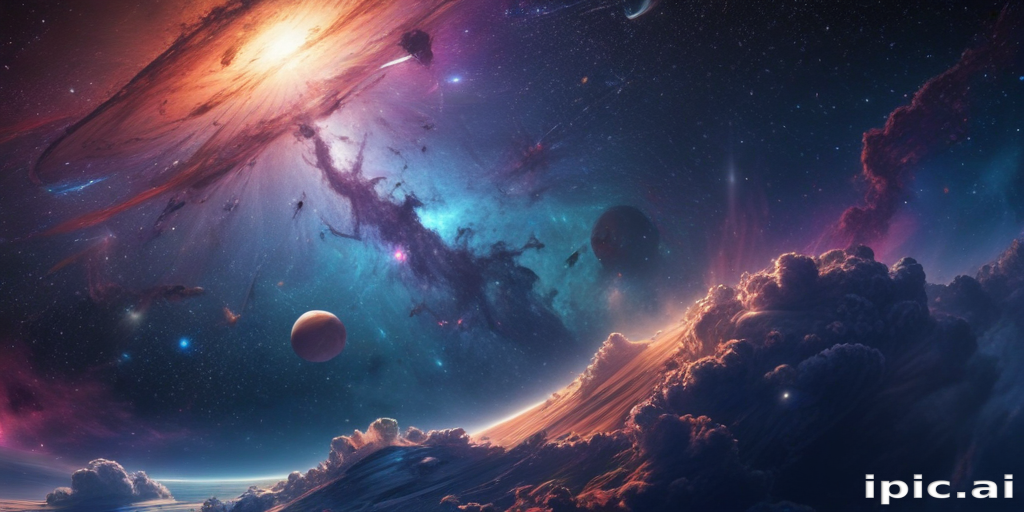 Majestic Cosmic Landscape: A Vibrant Celestial Scene of Galaxies and ...