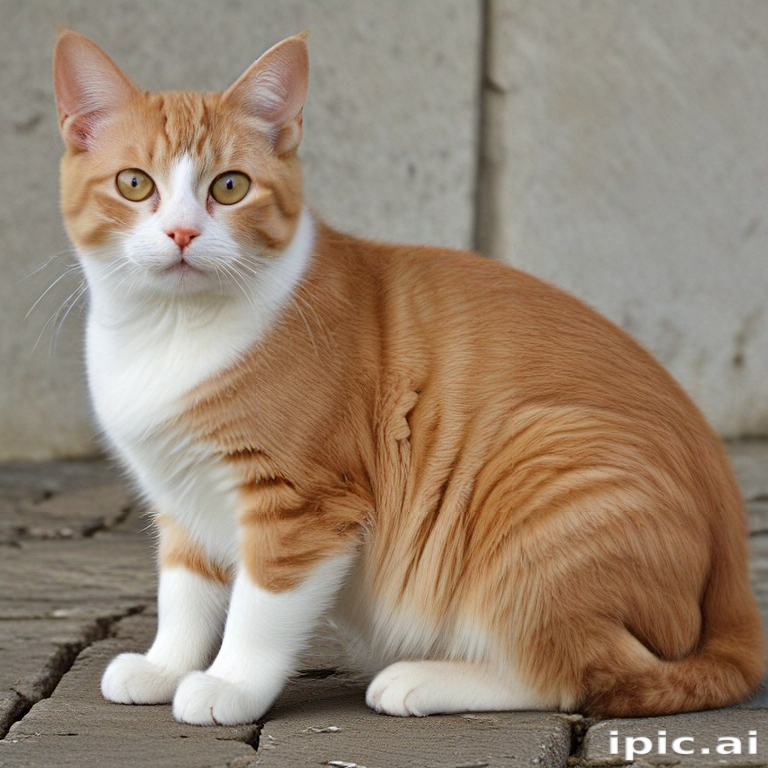 A Playful Ginger Cat with Bright Eyes Sitting on a Pathway.