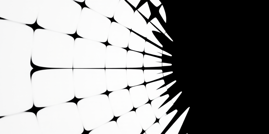 Generate an abstract black and white pattern featuring geometric shapes and lines with high contrast, taken with a DSLR camera at f/8 aperture, ISO 100, 1/125 shutter speed, top-down view, using a macro lens for detailed texture.