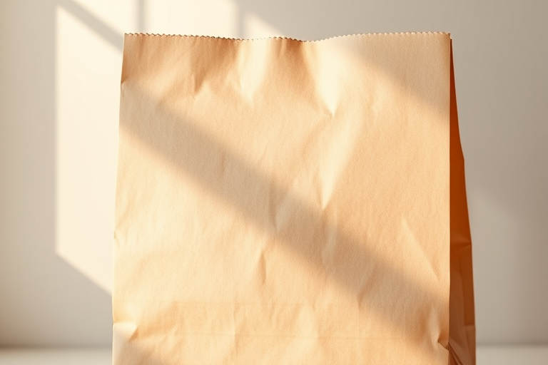 create a highly detailed vector illustration of a plain brown paper bag, soft natural lighting, focus on texture, iso 100, aperture f/5.6, 50mm lens, shooting from a slightly elevated angle for depth.