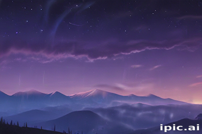 Majestic Mountain Landscape Under a Starry Night Sky with Vibrant Colors