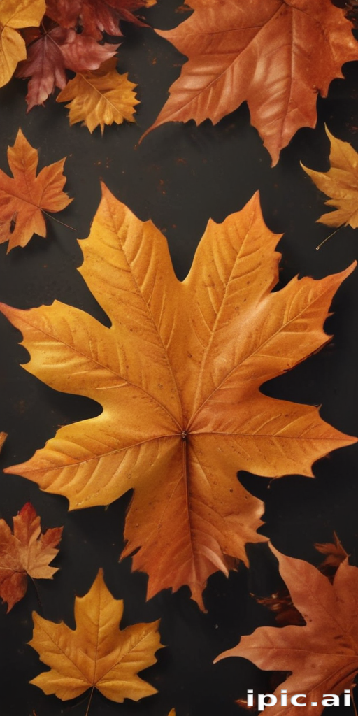 Autumn Leaves Displaying Vibrant Colors Against a Dark Background