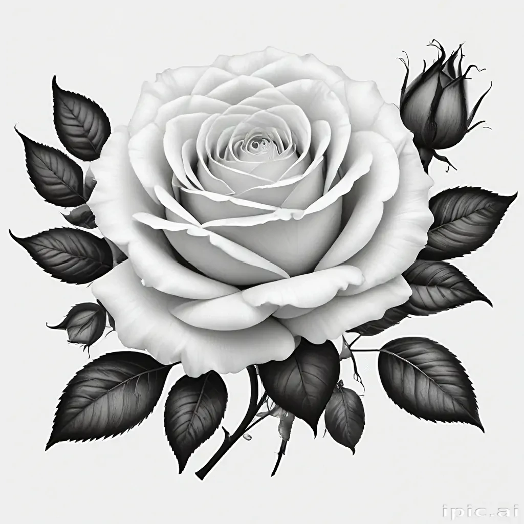 rose clip art black and white