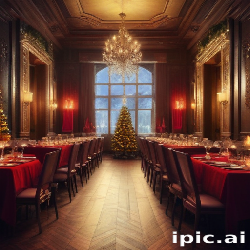 Elegant Holiday Dining Room Decorated for a Festive Celebration with Tree