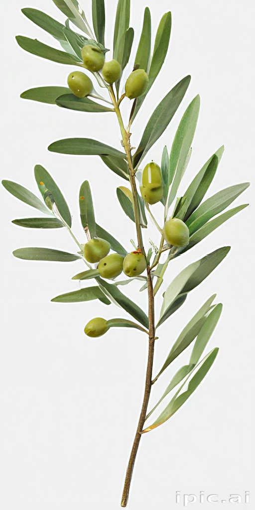 Fresh Green Olive Branch with Lush Leaves and Ripening Olives