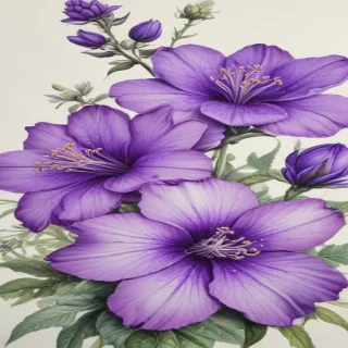 purple flowers drawing