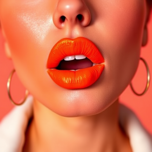 Bold neon orange lips make a vibrant statement, featuring an ultra-matte finish that pops against any skin tone and radiates energy