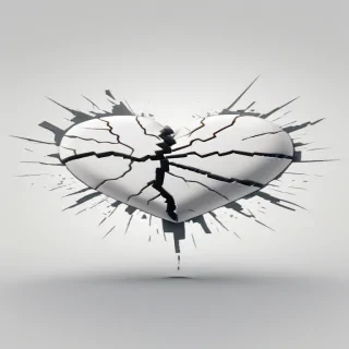 white broken heart