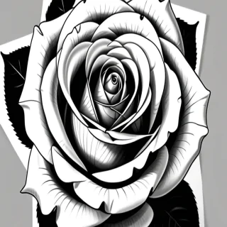 rose drawing black and white