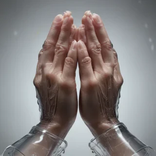 transparent praying hands